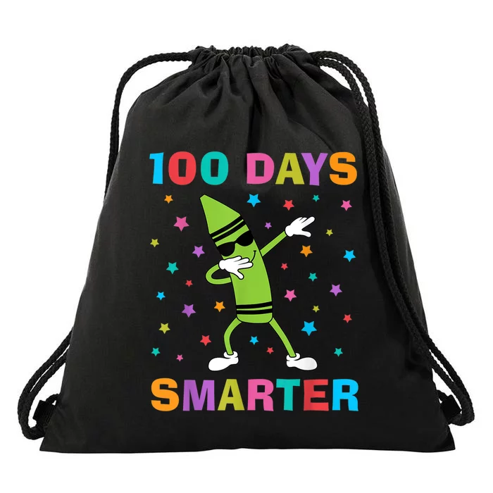 100 Days Smarter 100th Day of School Dabbing Crayon Drawstring Bag