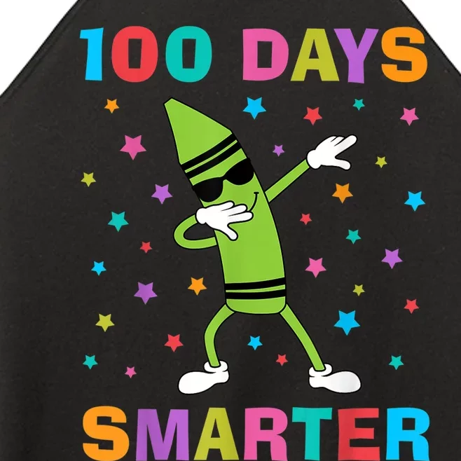 100 Days Smarter 100th Day of School Dabbing Crayon Women’s Perfect Tri Rocker Tank