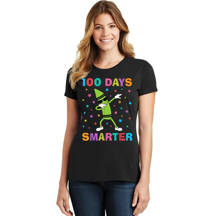 100 Days Smarter 100th Day of School Dabbing Crayon Women's T-Shirt