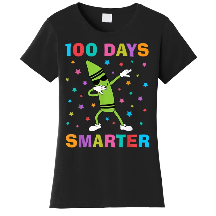 100 Days Smarter 100th Day of School Dabbing Crayon Women's T-Shirt