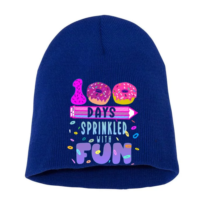 100 Days Sprinkled With Fun Donut 100th Day Of School Gift Short Acrylic Beanie