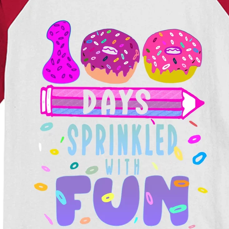 100 Days Sprinkled With Fun Donut 100th Day Of School Gift Kids Colorblock Raglan Jersey