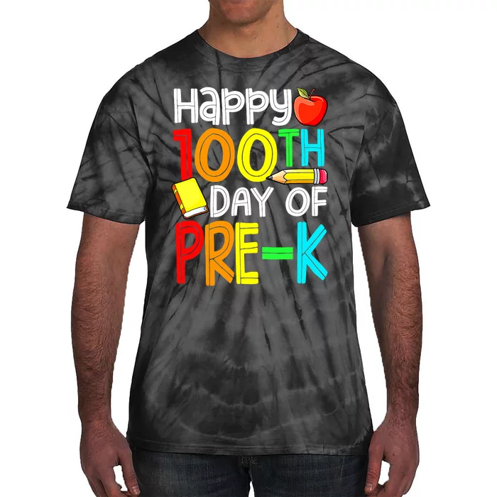 100 Days Smarter Pre K Happy 100th Day Of School Pre K Tie-Dye T-Shirt