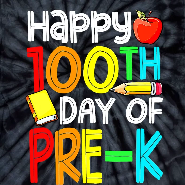 100 Days Smarter Pre K Happy 100th Day Of School Pre K Tie-Dye T-Shirt