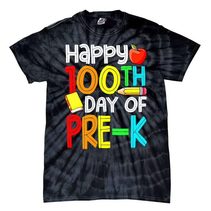 100 Days Smarter Pre K Happy 100th Day Of School Pre K Tie-Dye T-Shirt