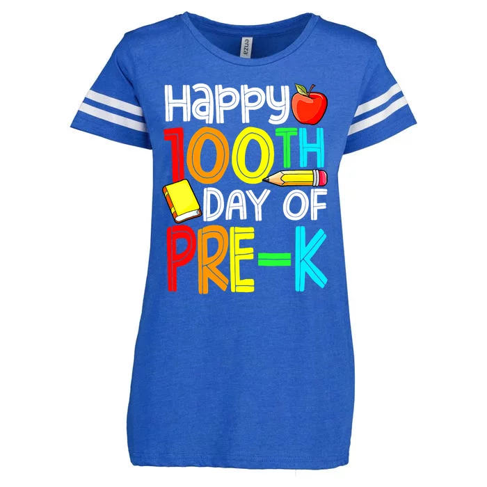 100 Days Smarter Pre K Happy 100th Day Of School Pre K Enza Ladies Jersey Football T-Shirt