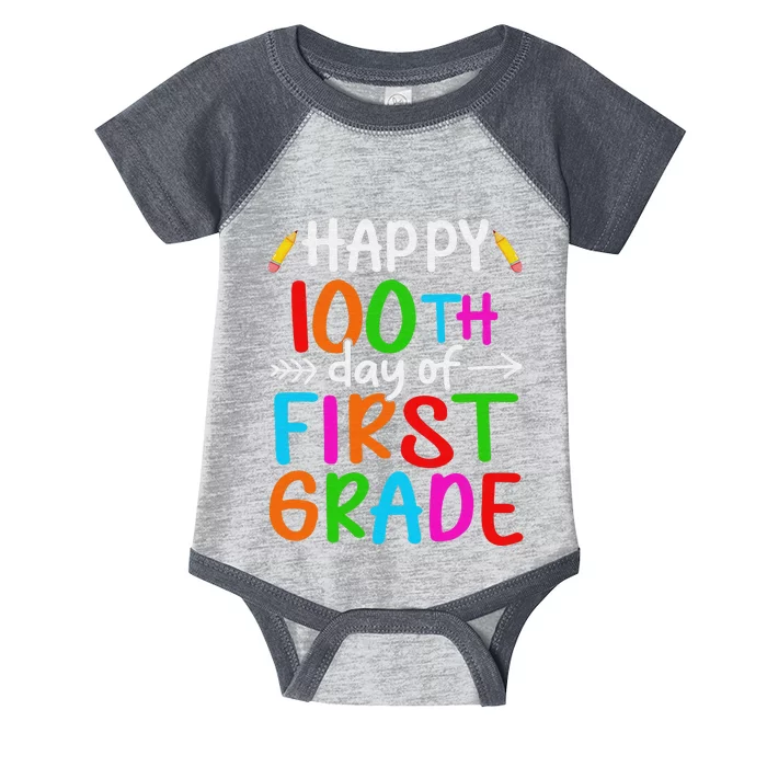 100 Days Smarter First Grade 100th Day Of School Infant Baby Jersey Bodysuit