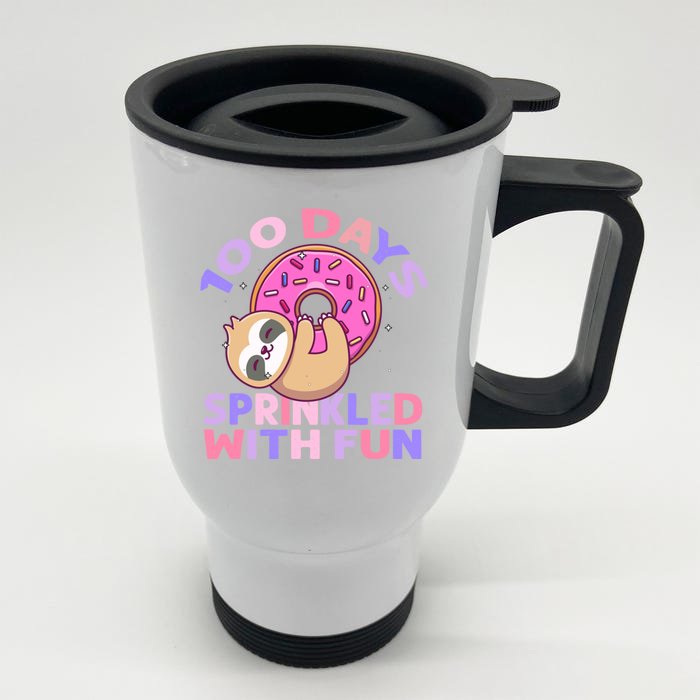 100 Days Sprinkled With Fun Donut Great Gift Front & Back Stainless Steel Travel Mug