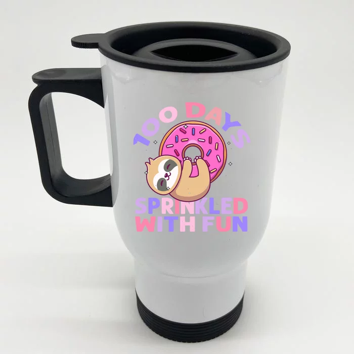 100 Days Sprinkled With Fun Donut Great Gift Front & Back Stainless Steel Travel Mug