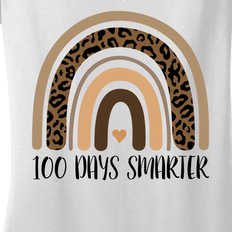 100 Days Smarter 100th Day Of School Women's V-Neck T-Shirt