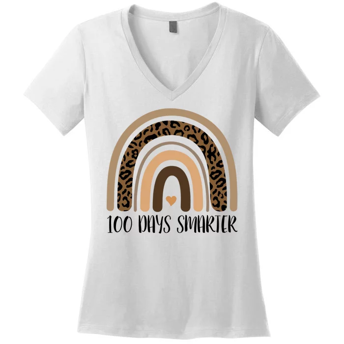 100 Days Smarter 100th Day Of School Women's V-Neck T-Shirt