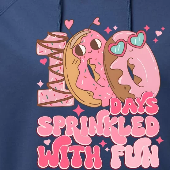 100 Days Sprinkled With Fun Donuts Performance Fleece Hoodie