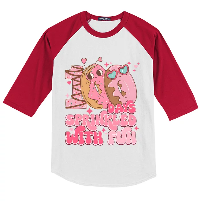 100 Days Sprinkled With Fun Donuts Kids Colorblock Raglan Jersey