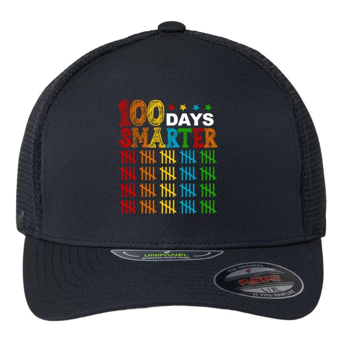 100 Days Smarter Cute Funny 100th Day Of School Flexfit Unipanel Trucker Cap