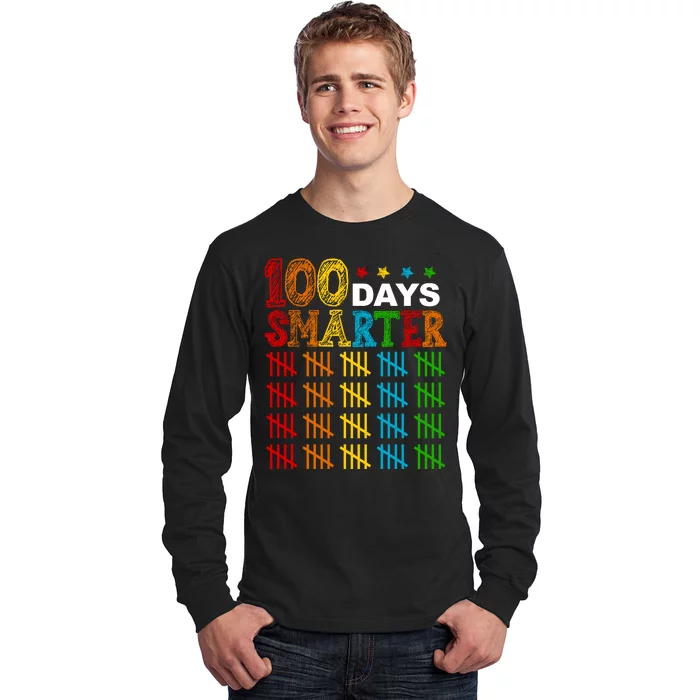 100 Days Smarter Cute Funny 100th Day Of School Long Sleeve Shirt