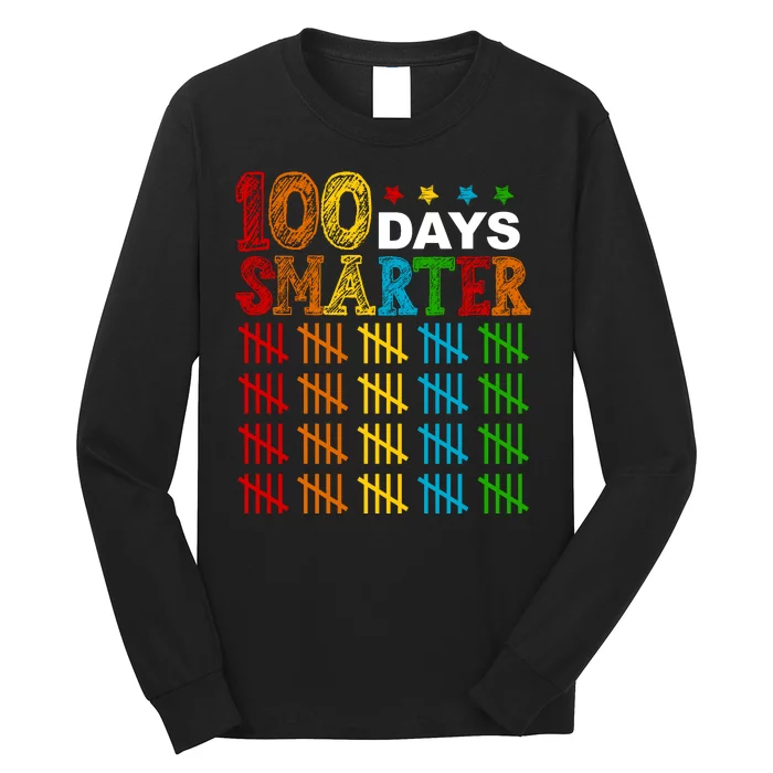 100 Days Smarter Cute Funny 100th Day Of School Long Sleeve Shirt