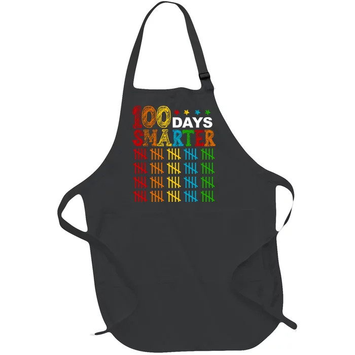 100 Days Smarter Cute Funny 100th Day Of School Full-Length Apron With Pocket