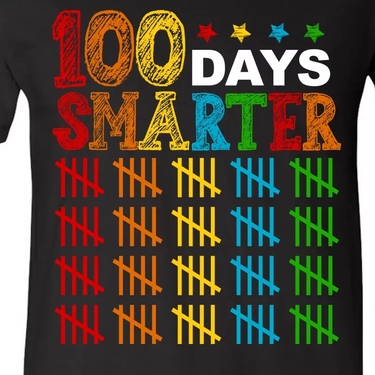 100 Days Smarter Cute Funny 100th Day Of School V-Neck T-Shirt