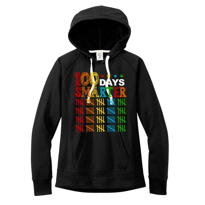 100 Days Smarter Cute Funny 100th Day Of School Women's Fleece Hoodie