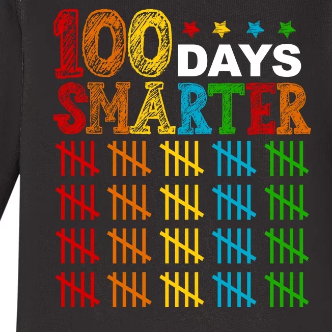 100 Days Smarter Cute Funny 100th Day Of School Baby Long Sleeve Bodysuit