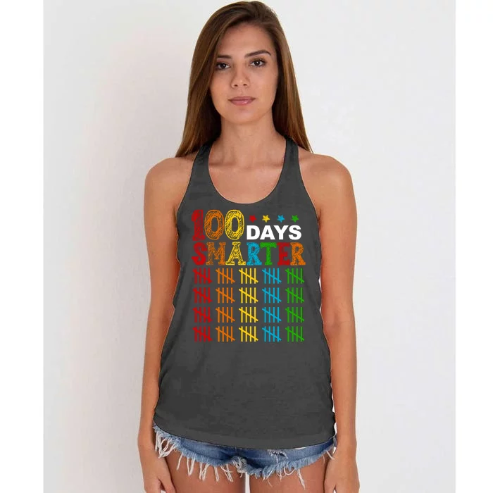 100 Days Smarter Cute Funny 100th Day Of School Women's Knotted Racerback Tank