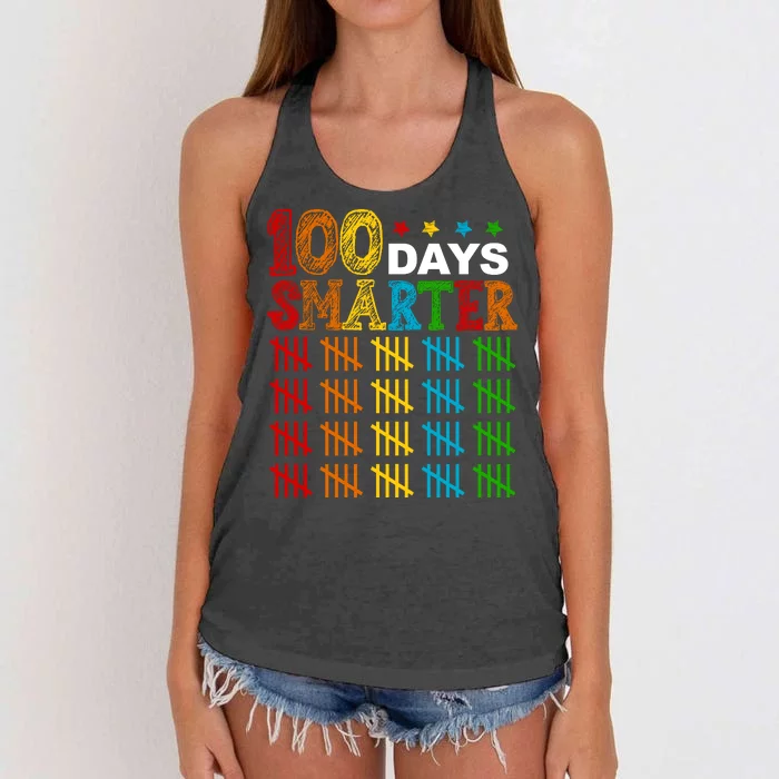 100 Days Smarter Cute Funny 100th Day Of School Women's Knotted Racerback Tank