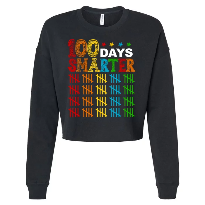 100 Days Smarter Cute Funny 100th Day Of School Cropped Pullover Crew