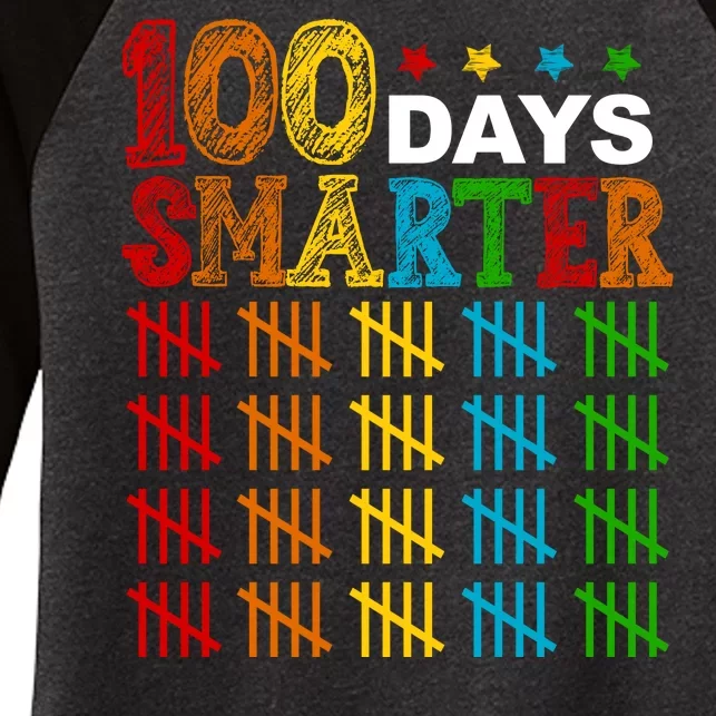 100 Days Smarter Cute Funny 100th Day Of School Women's Tri-Blend 3/4-Sleeve Raglan Shirt