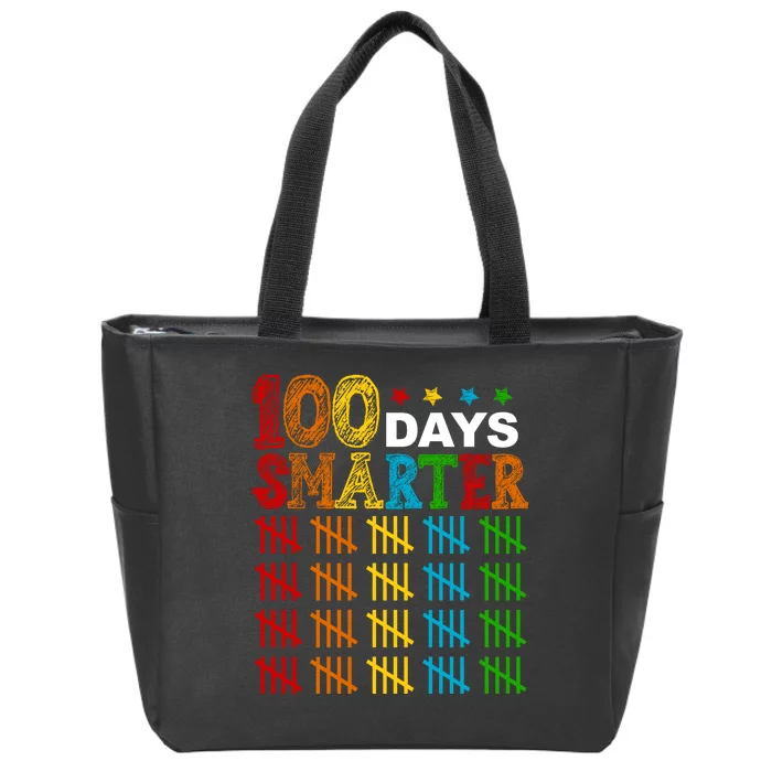 100 Days Smarter Cute Funny 100th Day Of School Zip Tote Bag