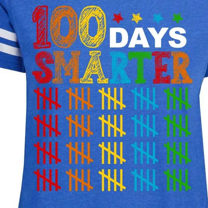 100 Days Smarter Cute Funny 100th Day Of School Enza Ladies Jersey Football T-Shirt