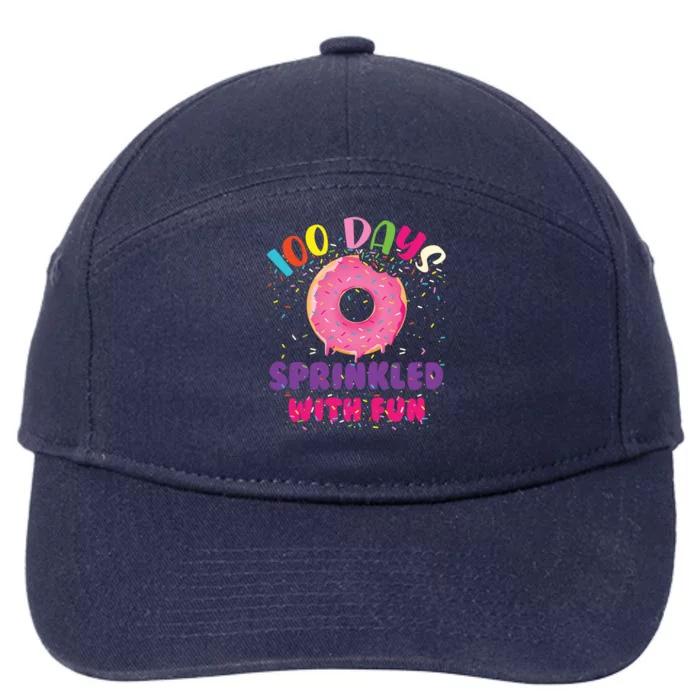 100 Days Sprinkled With Fun Donuts Happy 100th Day Of School Gift 7-Panel Snapback Hat