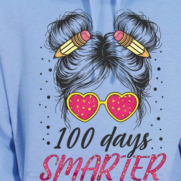 100 Days Smarter Messy Bun Girl Unisex Surf Hoodie