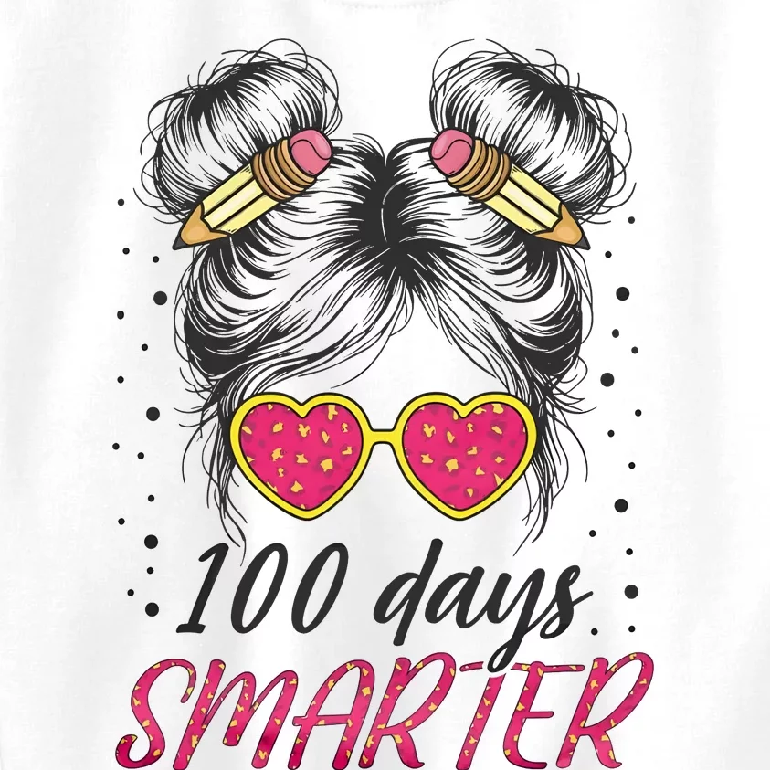 100 Days Smarter Messy Bun Girl Kids Sweatshirt