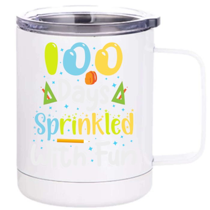 100 Days Sprinkled With Fun Funny 100 Days Of School Gift Front & Back 12oz Stainless Steel Tumbler Cup