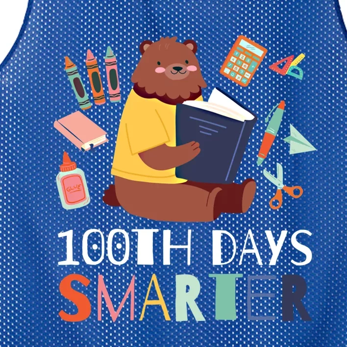 100th Days Smarter With A Bear And Books Gift Mesh Reversible Basketball Jersey Tank