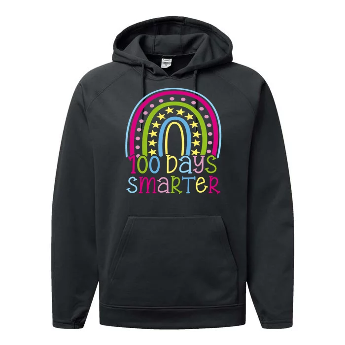 100 Days Smarter Cute Colorful Rainbow Performance Fleece Hoodie