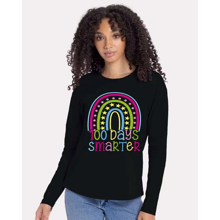 100 Days Smarter Cute Colorful Rainbow Womens Cotton Relaxed Long Sleeve T-Shirt