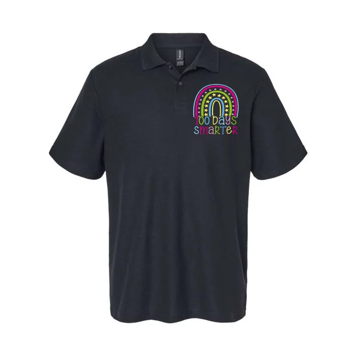 100 Days Smarter Cute Colorful Rainbow Softstyle Adult Sport Polo