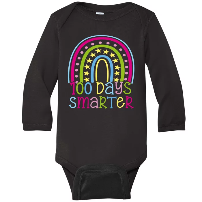 100 Days Smarter Cute Colorful Rainbow Baby Long Sleeve Bodysuit