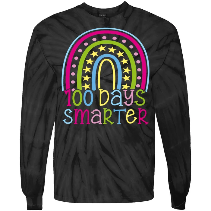 100 Days Smarter Cute Colorful Rainbow Tie-Dye Long Sleeve Shirt