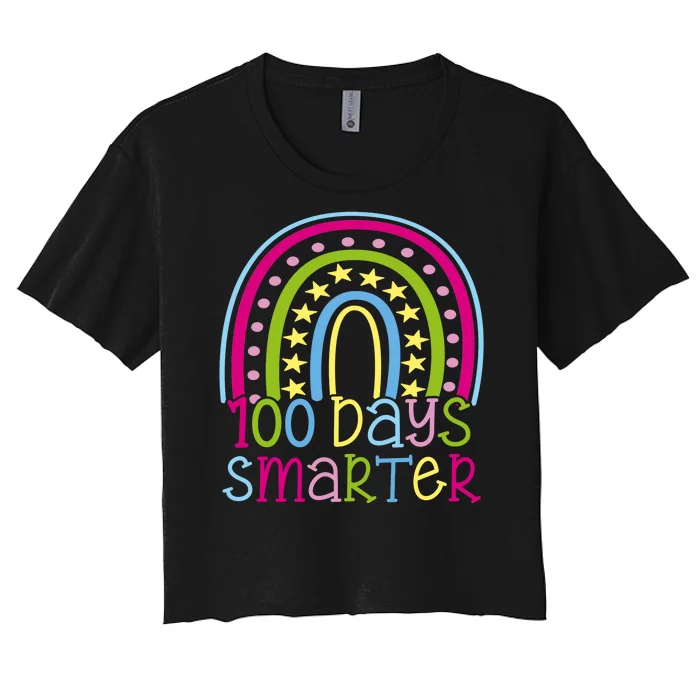 100 Days Smarter Cute Colorful Rainbow Women's Crop Top Tee