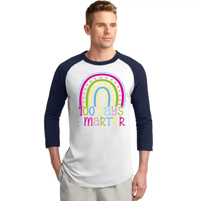 100 Days Smarter Cute Colorful Rainbow Baseball Sleeve Shirt