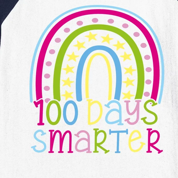 100 Days Smarter Cute Colorful Rainbow Baseball Sleeve Shirt