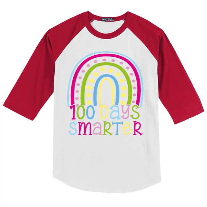 100 Days Smarter Cute Colorful Rainbow Kids Colorblock Raglan Jersey