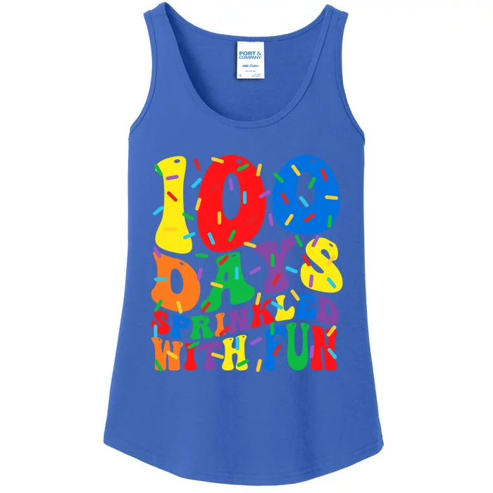 100 Days Sprinkled With Fun Groovy Teacher 100 Day Of School Great Gift Ladies Essential Tank