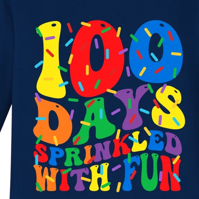 100 Days Sprinkled With Fun Groovy Teacher 100 Day Of School Great Gift Baby Long Sleeve Bodysuit