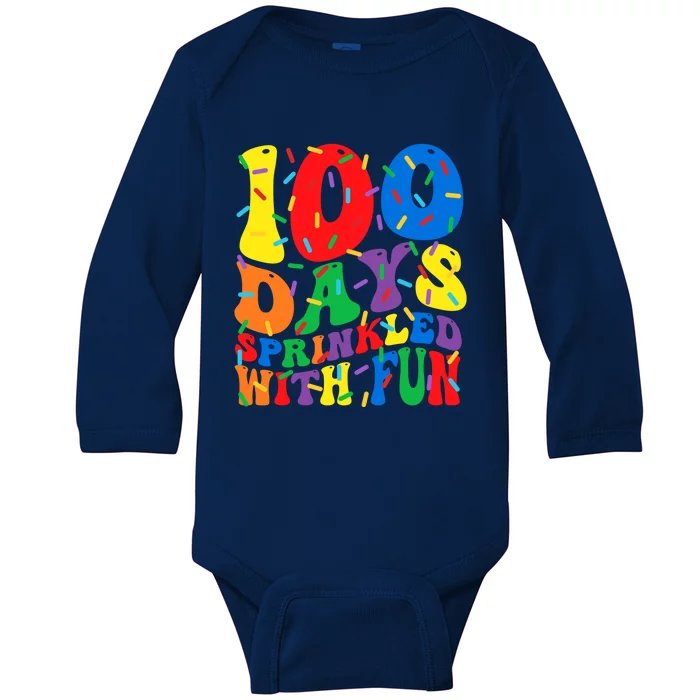 100 Days Sprinkled With Fun Groovy Teacher 100 Day Of School Great Gift Baby Long Sleeve Bodysuit