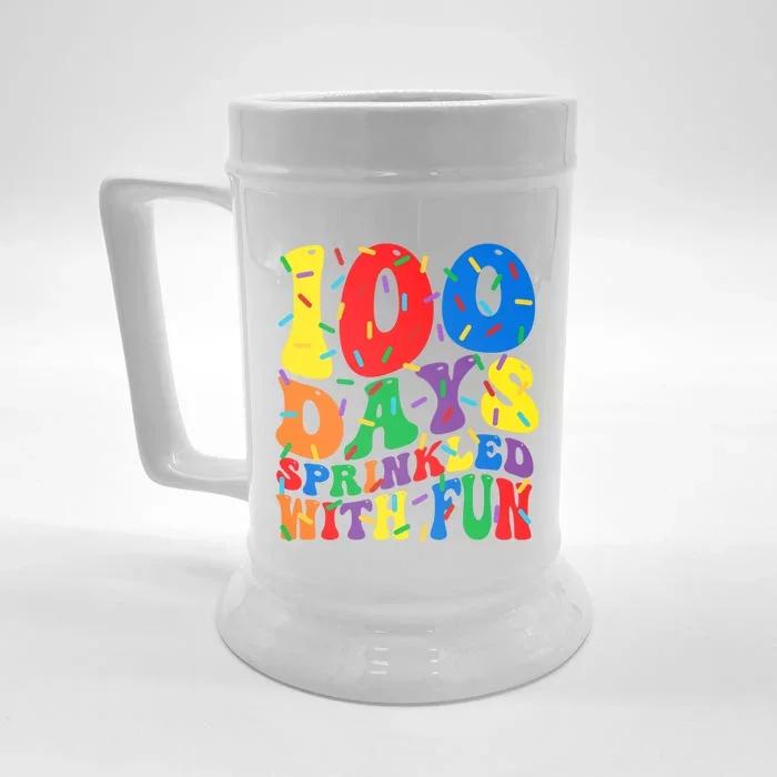 100 Days Sprinkled With Fun Groovy Teacher 100 Day Of School Great Gift Front & Back Beer Stein