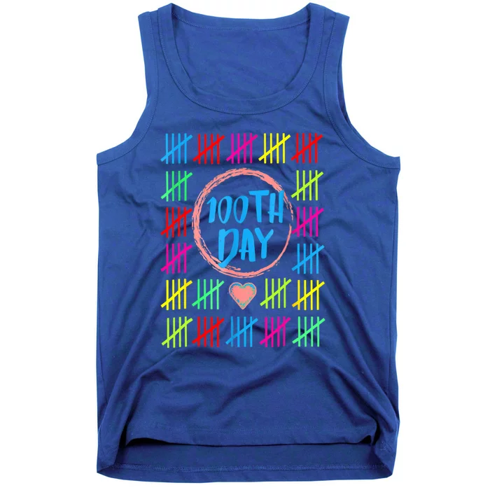 100 Days Smarter Counting Tally Marks 100th Day Of School Great Gift Tank Top