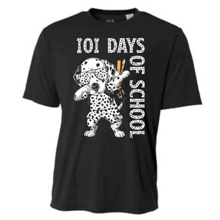 101 Days School Dabbing Dalmatian Dog Teachers Cooling Performance Crew T-Shirt